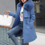 Jacket Women Fashion /Long Coat Wool Liner Hood With Fur Collar