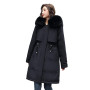 Jacket Women Fashion /Long Coat Wool Liner Hood With Fur Collar