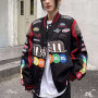 Embroidery Letter  Jacket Coats  Women Hip Hop Style