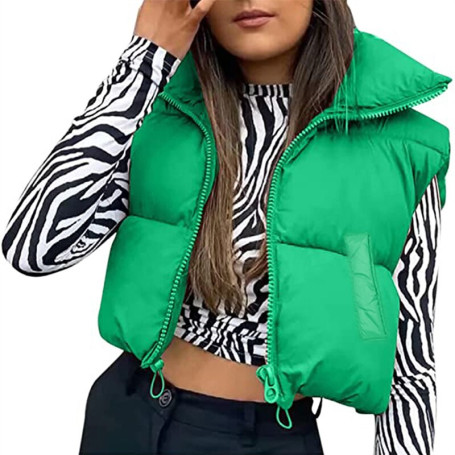 Women Warm Waistcoat Sleeveless With Collar/Double Sided Puffer Vest