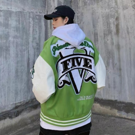 Street Retro Embroidery Printed Baseball Unisex Jacket/Coat