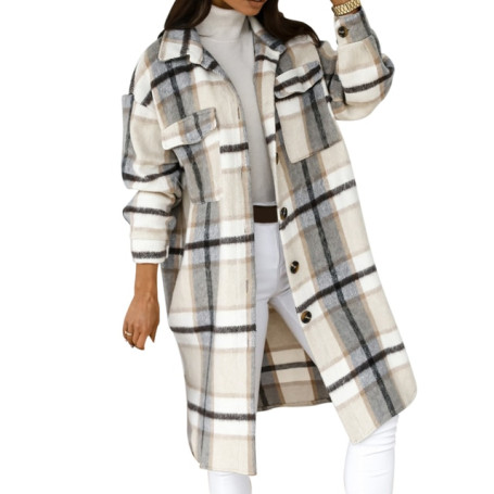 Checkered Women Jacket/  Overcoat For Woman/Long Jacket