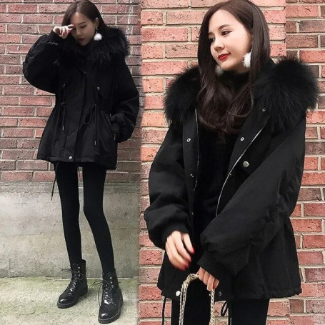 Women's Cotton Big Fur Collar/Warm Jacket