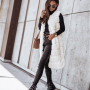 Long Round Neck Fur Vest Coat Women