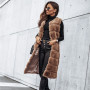Long Round Neck Fur Vest Coat Women