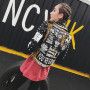Leather Motorcycle Jacket For Women/ Punk Style Leopard Letters Printing/