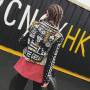 Leather Motorcycle Jacket For Women/ Punk Style Leopard Letters Printing/