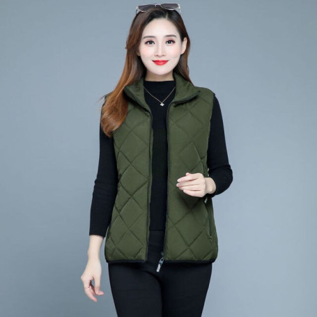 Woman Jacket Vest Feather Silk Cotton Vest Women's Large Size