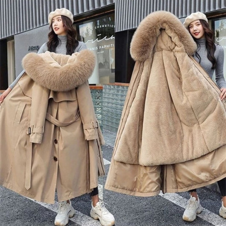 Women's Parkas Thick Warm Fur/ Long Parka Female Padded.Coat