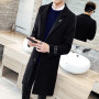 Men's Windbreaker Jacket Wool Coat Pure Color Slim Fashion Long Woolen Coat Large Size