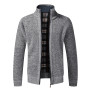 Top Quality Men's Jacket Slim Fit Stand Collar Zipper Jacket Solid Cotton Thick Warm Sweater