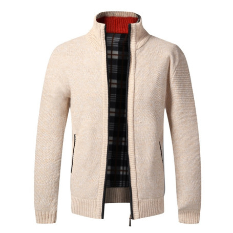 Top Quality Men's Jacket Slim Fit Stand Collar Zipper Jacket Solid Cotton Thick Warm Sweater
