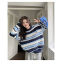 Striped Oversized Sweater / Street Fashion Knitwear
