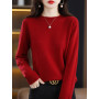 Wool Cashmere Sweater Ladies /Crew Neck Pullover Knitted