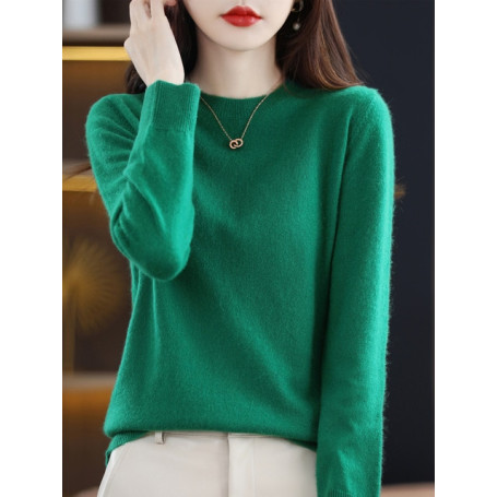 Wool Cashmere Sweater Ladies /Crew Neck Pullover Knitted