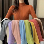 Women'S Pullover Sweater  Knitted Bottom Tops Long Sleeve Half Turtleneck Sweaters