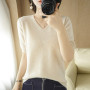 New Women's Short-sleeved V-neck Thin Cotton /Knitted Sweater