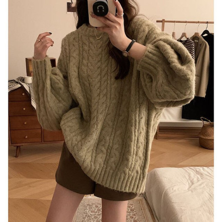 Round Neck  Oversized Sweater For Women
