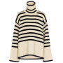 Black And White Striped Turtleneck Sweater