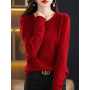 New Wool Blend Sweater Woman/Casual Knitted Tops Cashmere Female Sweater