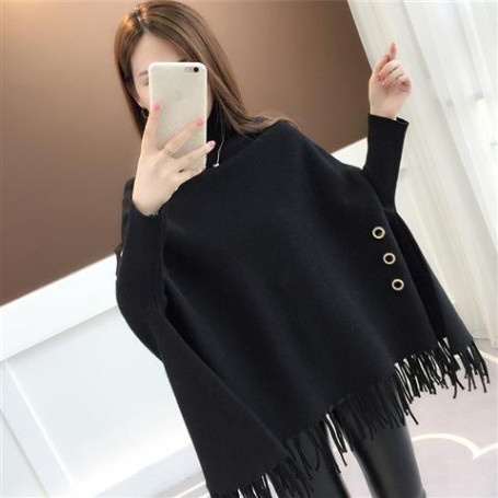 Bat Sleeve Loose Knit Sweater/ Coat Tassel Tide