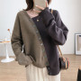 Diagonal Collar Patchwork Buttons Sweater/Knitted Cardigan
