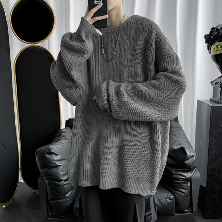Men's Clothes Knitted Sweater Korean Fashion Sweaters Solid Color Sweater Slim Fit Streetwear Pullovers