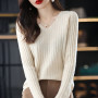 Fashion V-Neck  Knitted  Sweaters Women