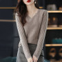 Women Sweater Long Sleeve Top Knitted V-Neck Fashion Sweater Woman Winter
