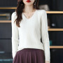 Women Sweater Long Sleeve Top Knitted V-Neck Fashion Sweater Woman Winter