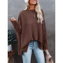 Women Waffle Knit Sweater / Off Shoulder