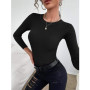 Fashion Women Long Sleeve Round Neck /Slim Ribbed Knit  Sweater