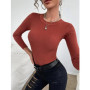 Fashion Women Long Sleeve Round Neck /Slim Ribbed Knit  Sweater