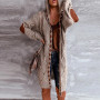 Casual Long-Sleeved Middle Length Sweater/ Hollow Out Cardigan Sweater