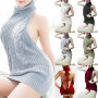 Sexy Women's Sweater Fashion Backless Sleeveless Turtleneck