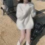 Oversize Pullover Sweater Women/Fur White Sweater