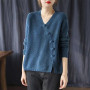 Buttons V-neck Sweater Ladies/Outerwear