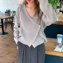 Knitted Cardigan Women Sweater / V-neck Tie Wrap