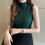 Solid Slim Thin Sleeveless Knit Casual Blouse