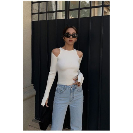 Black Off-shoulder Knitted Sweater Women's/Slim Top