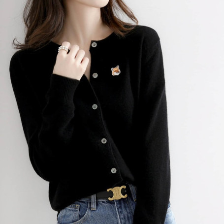 Women Sweaters Fox Head Logo Embroidery /Woamn Clothing
