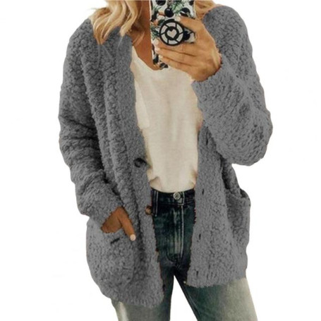 Women Coat Single-breasted Soft Thermal Lady Cardigan