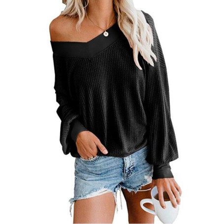 V-neck Long Sleeve Sweater Women Sweater Knitted