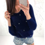 Sweater Top Chic Women Pure Color Beaded