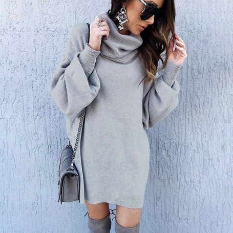 Women Oversized Turtleneck Sweater/ Long Sleeve Sweater Dress