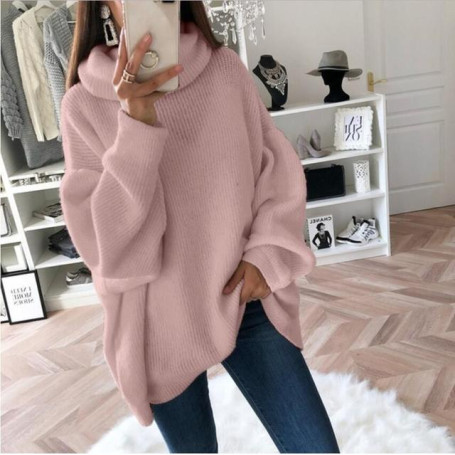 Women Oversize Long Sleeve Turtleneck Knitted Sweater
