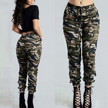Cargo Pants Women High Waist Military Camouflage Printed