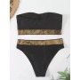 Sexy High Waist BikiniWomen Triangle Swimsuit Stitch Detail /Swimwear Padded Bathing Suit