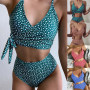 Womens High Waisted Bikini Sets / Swimsuit Ribbed Cutout