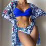 3 Pieces Bikini Sets Women Summer Sexy Floral